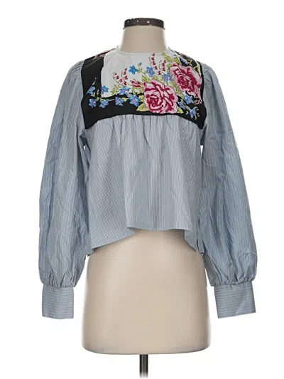 Pre-owned Assorted Brands Long Sleeve Blouse In Blue