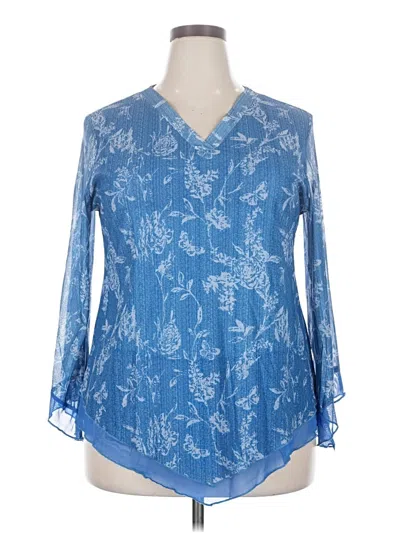 Pre-owned Assorted Brands Long Sleeve Blouse In Blue