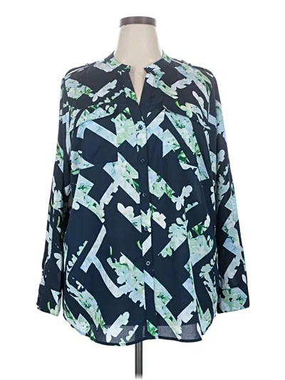 Pre-owned Assorted Brands Long Sleeve Blouse In Blue
