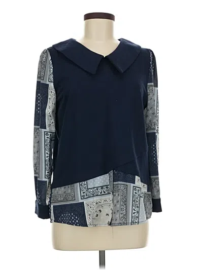 Pre-owned Assorted Brands Long Sleeve Blouse In Blue