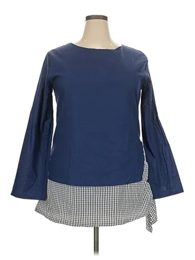 Pre-owned Assorted Brands Long Sleeve Blouse In Blue