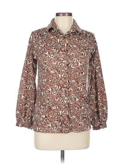 Pre-owned Assorted Brands Long Sleeve Blouse In Brown