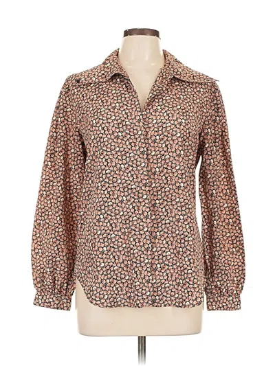 Pre-owned Assorted Brands Long Sleeve Blouse In Brown