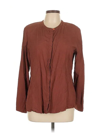 Pre-owned Assorted Brands Long Sleeve Blouse In Brown