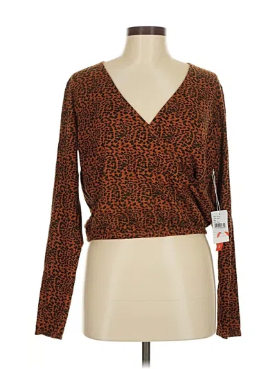 Pre-owned Assorted Brands Long Sleeve Blouse In Brown
