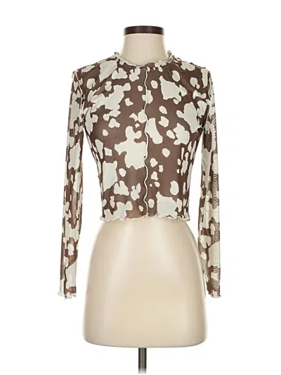 Pre-owned Assorted Brands Long Sleeve Blouse In Brown