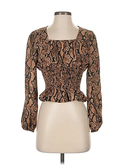 Pre-owned Assorted Brands Long Sleeve Blouse In Brown