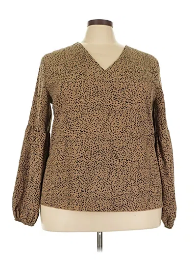 Pre-owned Assorted Brands Long Sleeve Blouse In Brown