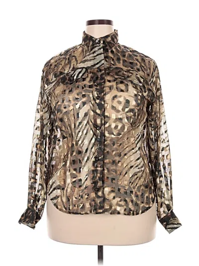 Pre-owned Assorted Brands Long Sleeve Blouse In Brown