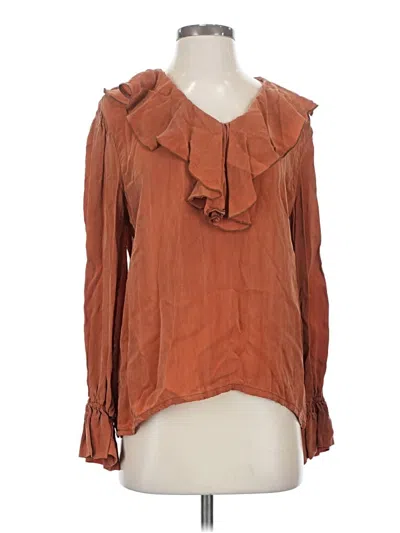 Pre-owned Assorted Brands Long Sleeve Blouse In Brown