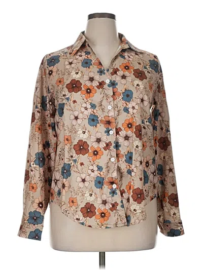 Pre-owned Assorted Brands Long Sleeve Blouse In Brown