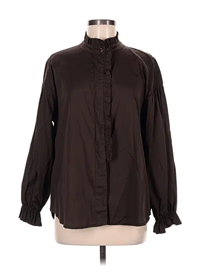 Pre-owned Assorted Brands Long Sleeve Blouse In Brown