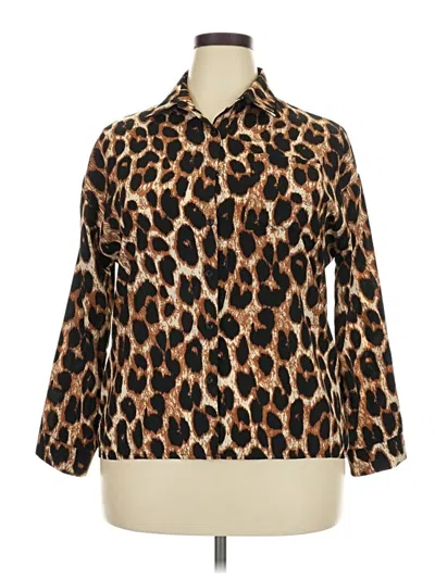 Pre-owned Assorted Brands Long Sleeve Blouse In Brown
