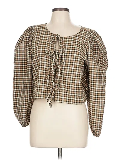 Pre-owned Assorted Brands Long Sleeve Blouse In Brown