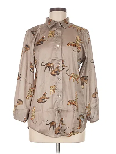 Pre-owned Assorted Brands Long Sleeve Blouse In Brown