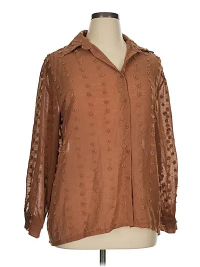 Pre-owned Assorted Brands Long Sleeve Blouse In Brown