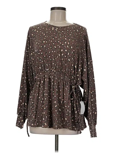 Pre-owned Assorted Brands Long Sleeve Blouse In Brown