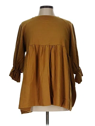 Pre-owned Assorted Brands Long Sleeve Blouse In Brown
