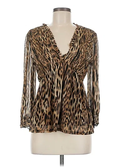 Pre-owned Assorted Brands Long Sleeve Blouse In Brown