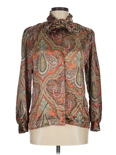 Pre-owned Assorted Brands Long Sleeve Blouse In Brown