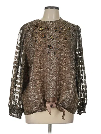 Pre-owned Assorted Brands Long Sleeve Blouse In Brown