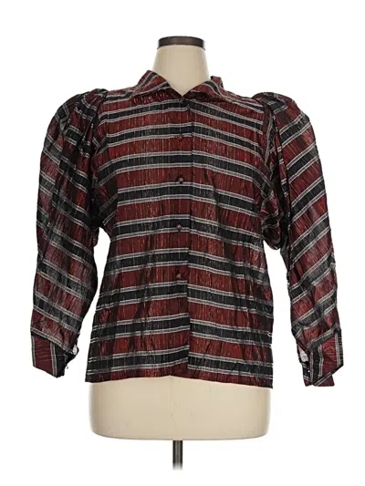 Pre-owned Assorted Brands Long Sleeve Blouse In Brown