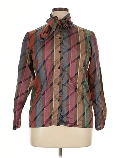 Pre-owned Assorted Brands Long Sleeve Blouse In Brown