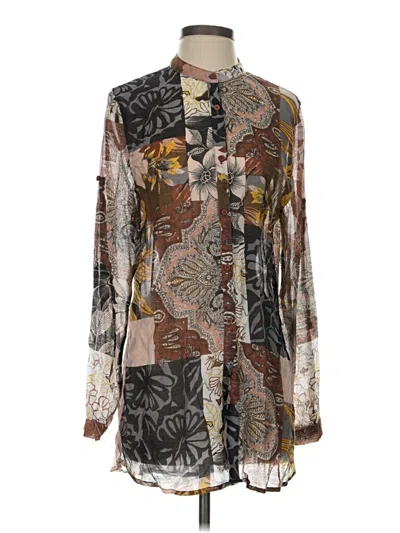 Pre-owned Assorted Brands Long Sleeve Blouse In Brown