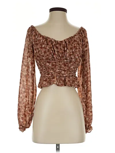 Pre-owned Assorted Brands Long Sleeve Blouse In Brown