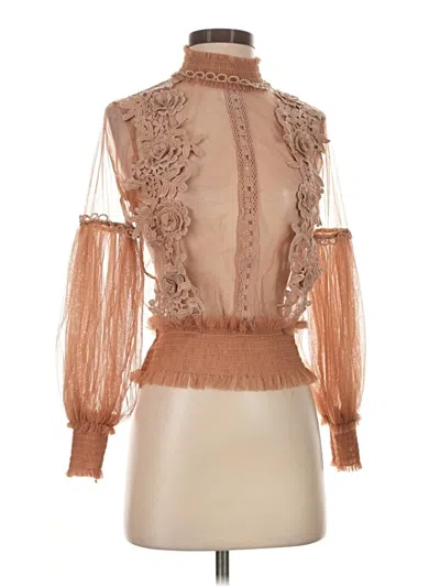 Pre-owned Assorted Brands Long Sleeve Blouse In Brown