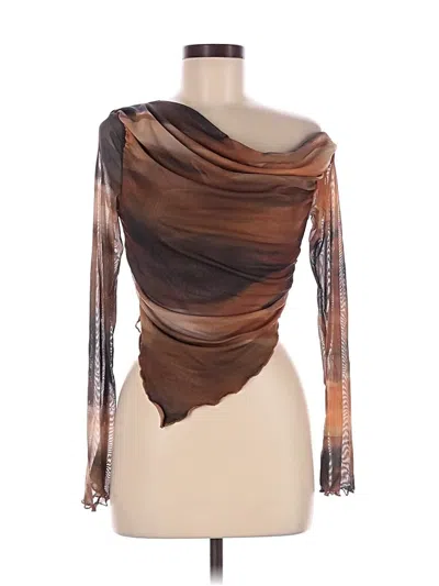 Pre-owned Assorted Brands Long Sleeve Blouse In Brown