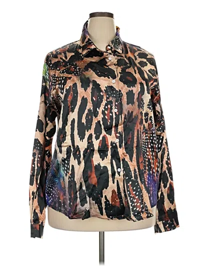 Pre-owned Assorted Brands Long Sleeve Blouse In Brown