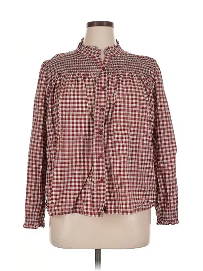 Pre-owned Assorted Brands Long Sleeve Blouse In Burgundy