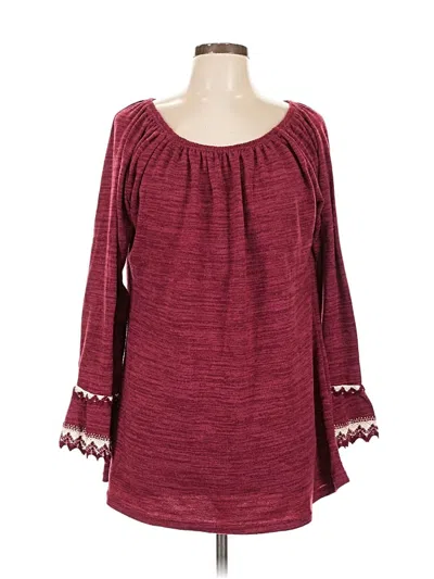Pre-owned Assorted Brands Long Sleeve Blouse In Burgundy
