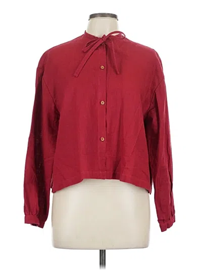 Pre-owned Assorted Brands Long Sleeve Blouse In Burgundy
