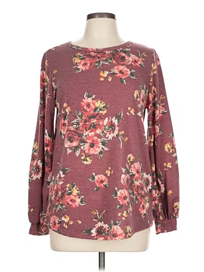Pre-owned Assorted Brands Long Sleeve Blouse In Burgundy