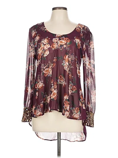 Pre-owned Assorted Brands Long Sleeve Blouse In Burgundy
