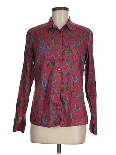Pre-owned Assorted Brands Long Sleeve Blouse In Burgundy