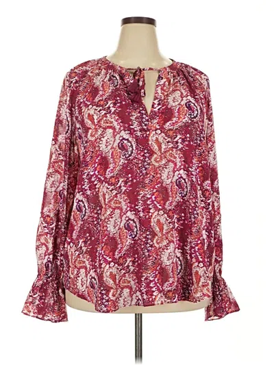 Pre-owned Assorted Brands Long Sleeve Blouse In Burgundy