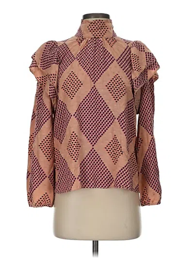 Pre-owned Assorted Brands Long Sleeve Blouse In Burgundy