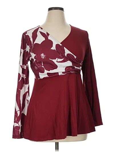 Pre-owned Assorted Brands Long Sleeve Blouse In Burgundy