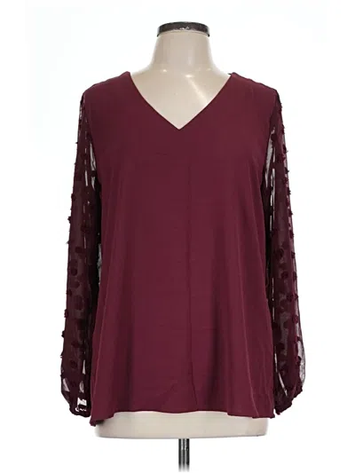 Pre-owned Assorted Brands Long Sleeve Blouse In Burgundy