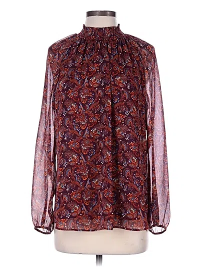 Pre-owned Assorted Brands Long Sleeve Blouse In Burgundy