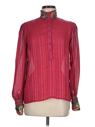 Pre-owned Assorted Brands Long Sleeve Blouse In Burgundy