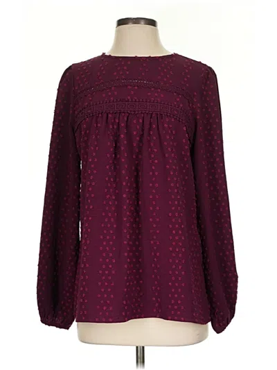 Pre-owned Assorted Brands Long Sleeve Blouse In Burgundy