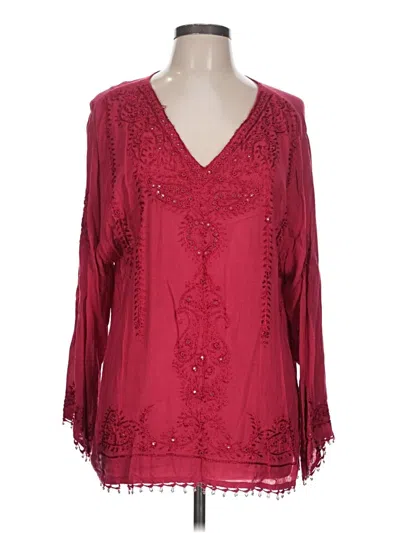 Pre-owned Assorted Brands Long Sleeve Blouse In Burgundy