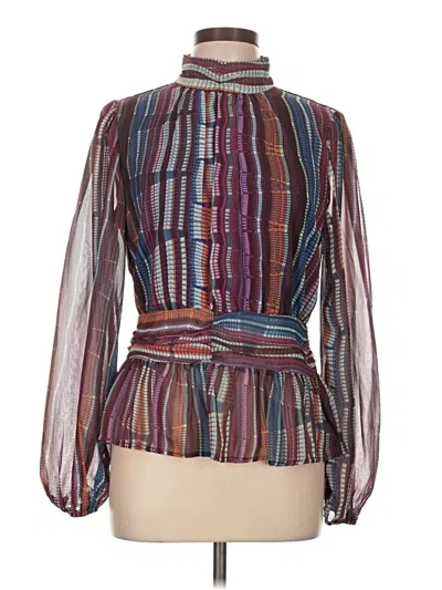 Pre-owned Assorted Brands Long Sleeve Blouse In Burgundy