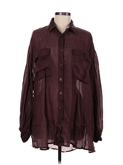 Pre-owned Assorted Brands Long Sleeve Blouse In Burgundy