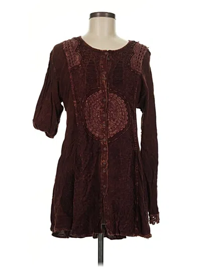 Pre-owned Assorted Brands Long Sleeve Blouse In Burgundy