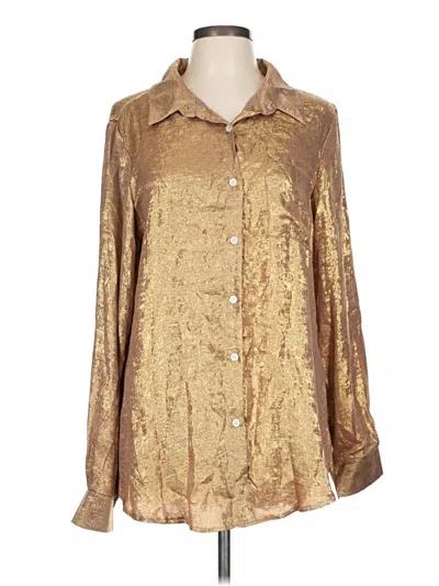 Pre-owned Assorted Brands Long Sleeve Blouse In Gold